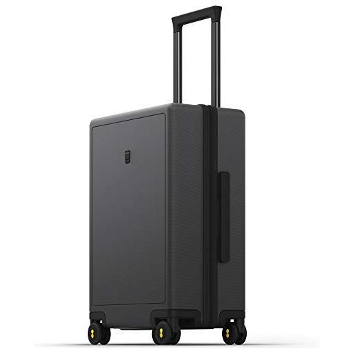 LEVEL8 valigia bagaglio a mano elegante micro diamante strutturato design valigie trolley rigido valigia media con rotelle girevoli e lucchetto tsa integrato 54.5x37x23.5cm, 41.1l, grigio