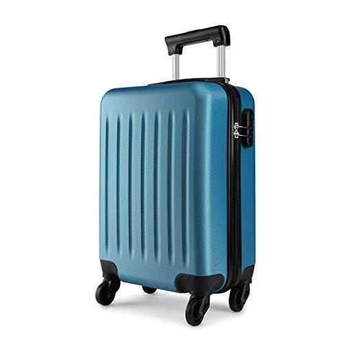 KONO trolley bagaglio a mano 48x30x20cm valigia rigida in abs valigie piccola con 4 ruote, 26l (marina)