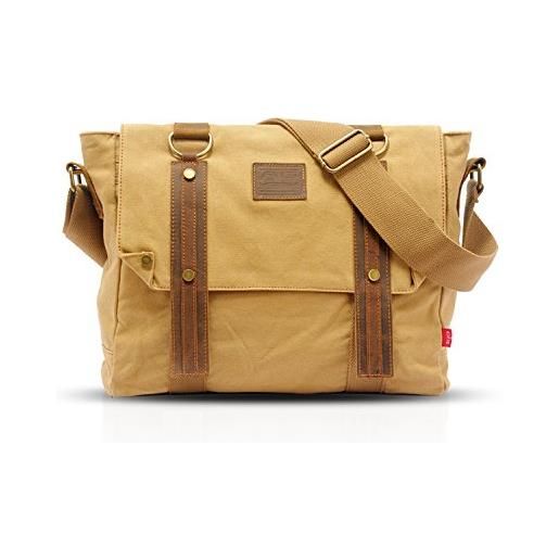 FANDARE vintage messenger bag laptop briefcase borsa a tracolla borsa crossbody scuola borsa zainetto schoolbag tela cachi