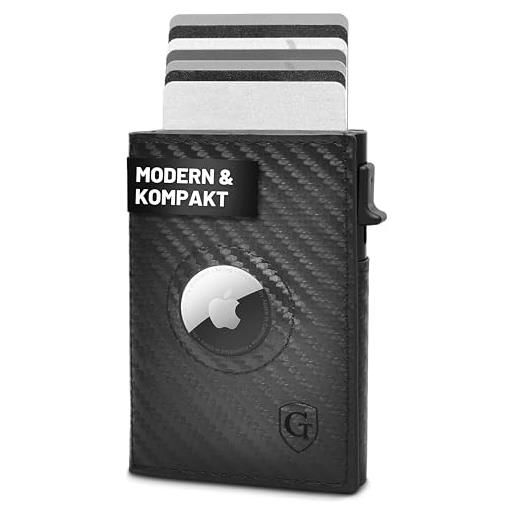 GenTo Design Germany gen. To® smartlet push air - portafoglio sottile piccolo - con tasca portamonete - custodia in metallo - supporto apple airtag - protezione nfc rfid - porta carte stretta