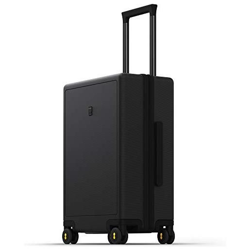 LEVEL8 valigia bagaglio a mano elegante micro diamante strutturato design valigie trolley rigido valigia media con rotelle girevoli e lucchetto tsa integrato 54.5x37x23.5cm, 41.1l, nero