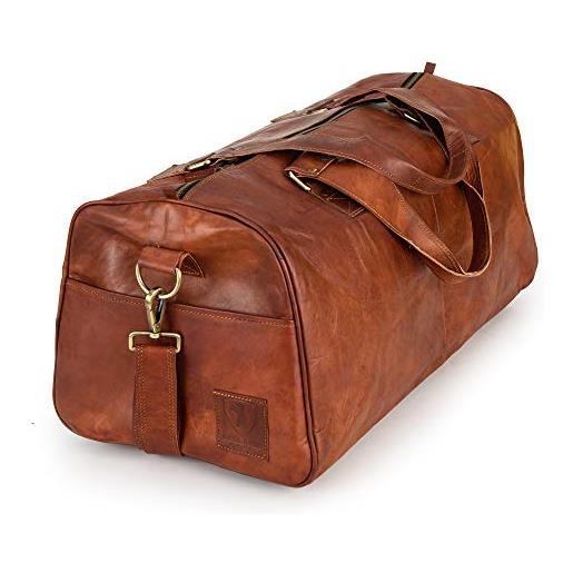 Berliner Bags vintage borsone in pelle oslo, weekender per palestra viaggi uomo donna - marrone