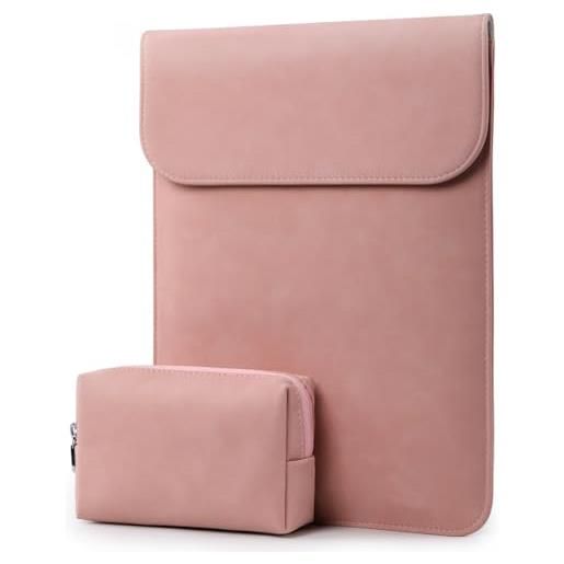 HYZUO 13,3-14 pollici custodia borsa pc portatile sleeve compatibile con 2021 2022 mac. Book pro 14 m1 pro max a2442, mac. Book air 13 2010-2017, 13,5 surface laptop, con borsa accessori, rosa
