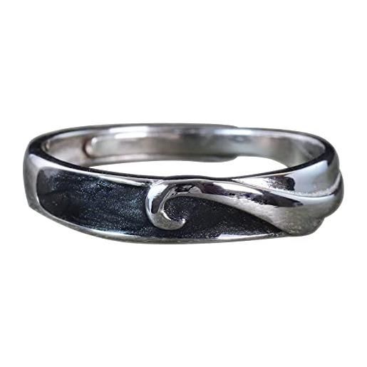 NicoWerk anello da donna in argento sterling 925 smaltato, con fascia regolabile e aperto, sri694