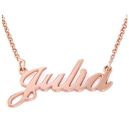 MyNameNecklace myka - collana con nome personalizzato carattere classico in argento 925 placcato oro rosa 18k - regalo perfetto per donne