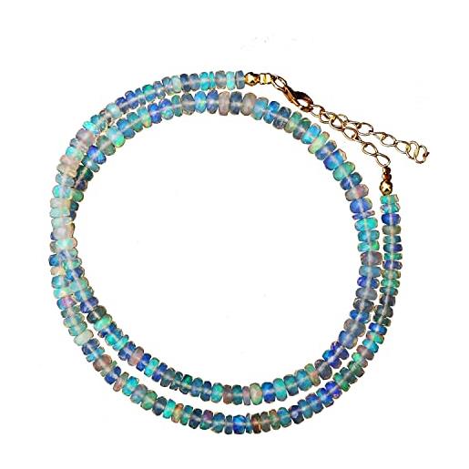 Neerupam Collection 3mm a 5mm naturale etiope welo opale di fuoco sfaccettato forma rondelle perline collana di pietre preziose per le donne | perle di opale di fuoco welo di grado aaa | collana con opale gioielli opale