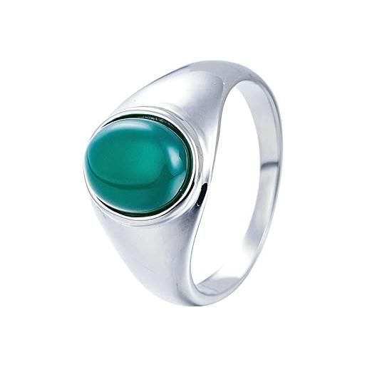 Lieson anelli per uomo in acciaio inossidabile, anelli uomo matrimonio anello zircone acciaio pietra opale verde ovale argento anello misura 20