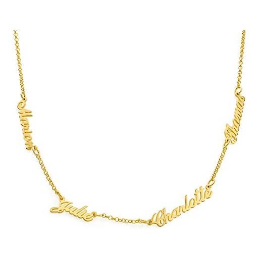MyNameNecklace myka collana personalizzata con più nomi gioielli - collana con più nomi in argento sterling 925 e placcato in oro - gioielli regalo per le donne (piaccato oro 18k)