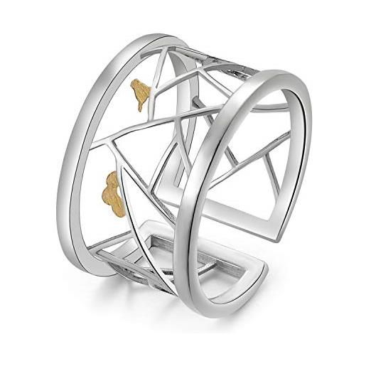 Lotus Fun - anello da donna in argento sterling 925 con taglio di carta orientale, anello aperto fatto a mano per donne e ragazze
