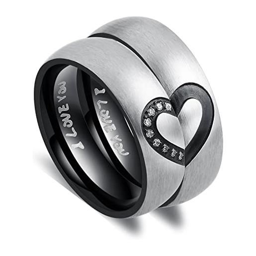 ANAZOZ 2pcs fedi nuziali 6mm incisione personalizzata incisione acciaio inossidabile anello di fidanzamento coppia donna anello uomo 9(49mm)