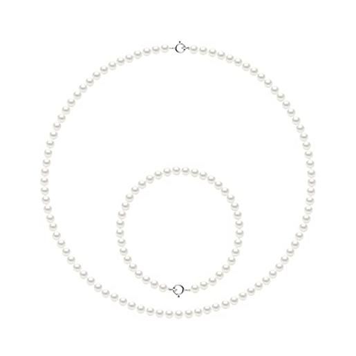 PEARLS & COLORS NATURAL FINE PEARLS pearls & colors - set collana e bracciale - perle d'acqua dolce coltivate rotonde 4-5 mm - qualità aaa+ - oro 18 carati - gioielli da donna