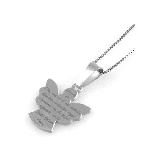 amorili collana angioletto ciondolo preghiera angelo custode in argento 925 gioiello donna catenina da 45 cm h mm 22 l mm 15