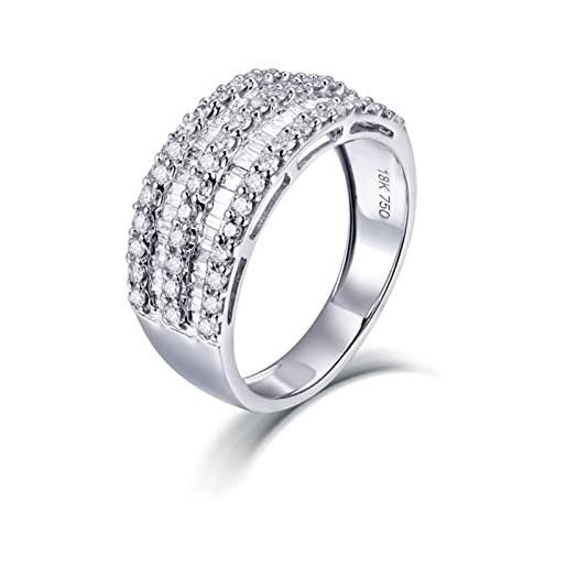 Bishilin anelli matrimonio 18kt oro bianco anello donna fedina diamante 1ct trapano riga, anniversario promessa fidanzamento anello donna, gioielli donna misura 13
