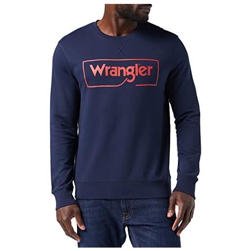 Wrangler logo crew maglia di tuta, federal blue, s uomini