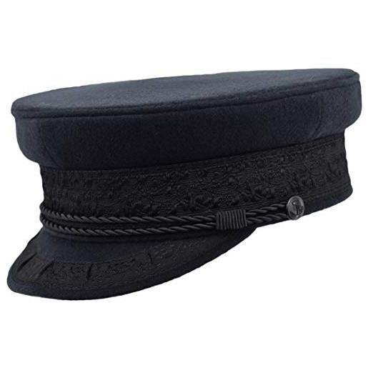 Melegari berretto marinaio con visiera | tessuto lana e cashmere | berretto prinz heinrich | esploratore polare | uomo donna | autunno inverno (blu, 59 cm)