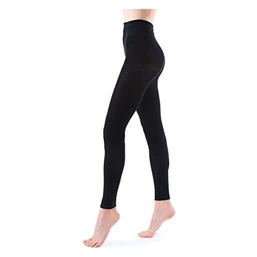 WOOLIFE leggings da donna in lana merino super soft 220 den nero 52-54