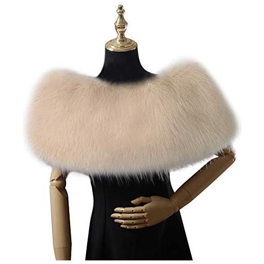 MoreChioce 90cm donna sciarpa in pelliccia artificiale, pelliccia ecologica collo di pelliccia morbido scialle per inverno abbigliamento, nero