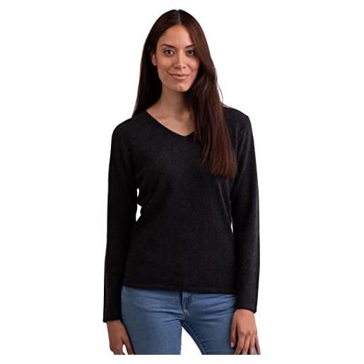 CASH-MERE.CH bio pullover | sweater | maglione a scollo a v da donna 100% cachemire (beige/grano, m)
