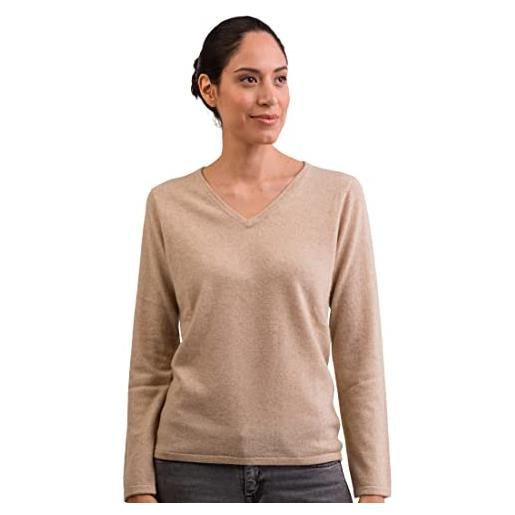 CASH-MERE.CH pullover | sweater | maglione con scollo a v da donna 100% cachemire (bianco, l)