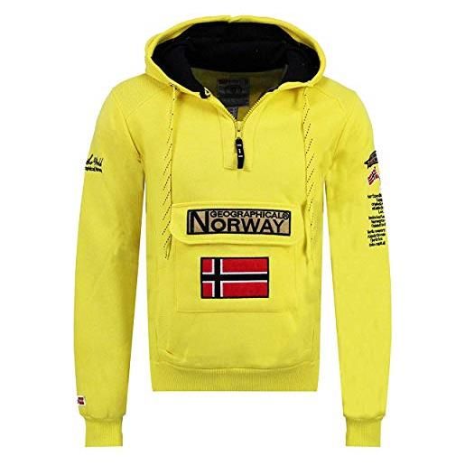 Geographical Norway - felpa con cappuccio, modello: gymclass, da uomo, infilabile dalla testa giallo fluo m