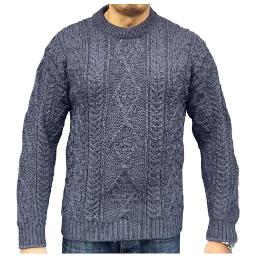 British Wool maglione 100% pure arran - maglione unisex - super caldo e accogliente - look intelligente - lusso - made in uk, carbone, s