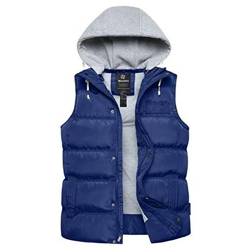 Wantdo giacca senza maniche spesso giacca outdoor sportiva giubbotto corto elegante cappotto da esterno con tasche uomo blu scuro xxl
