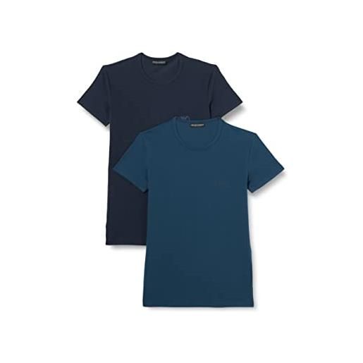 Emporio Armani 2-pack t-shirt monogram, 2-pack t-shirt uomo, multicolore (black/royal blue), s