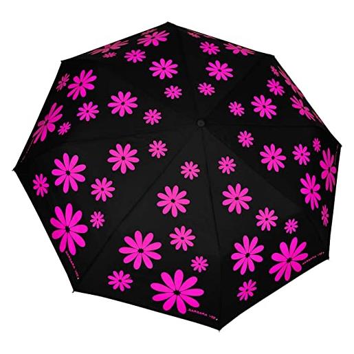 BARBARA VEE h. Due. O by design fiori. Mini ombrello tascabile pieghevole antivento leggero donna. Ombrello pieghevole donna manopola fiore [flower power] [fuxia]