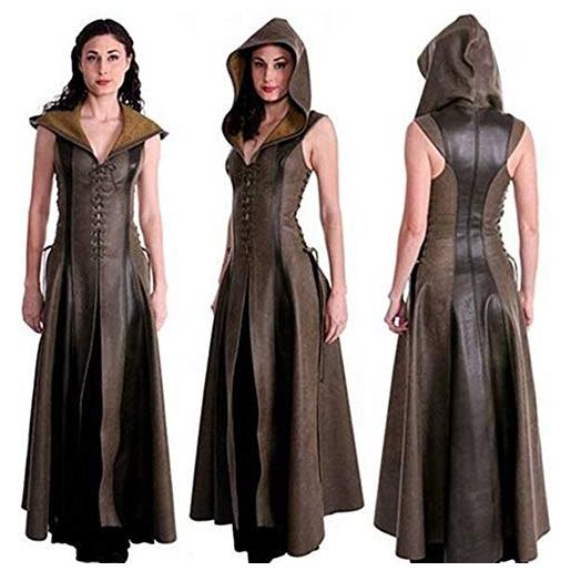 Black Sugar cappotto da donna arc fleche medieval tunica costume vestito set pizzo steampunk medioevo, marrone, xxl