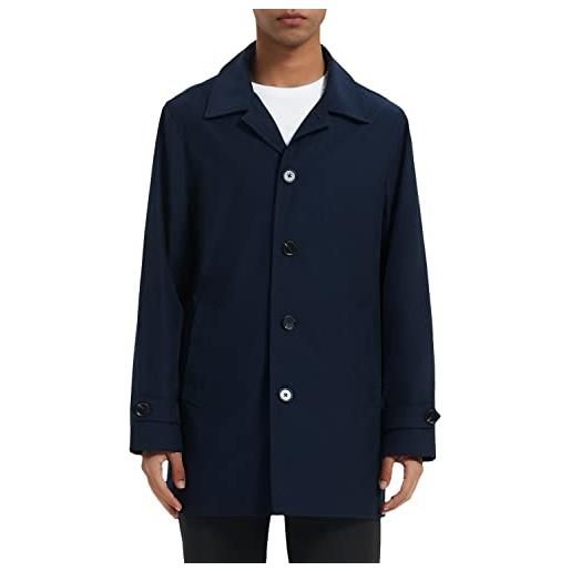 OROLAY trench coat da uomo con giacca casual con tasche a filetto con risvolto classico nero l
