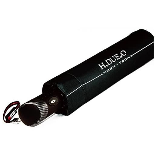 H.DUE.O high-tech ombrello grande da pioggia xl automatico apri/chiudi. Ombrello antivento alta resistenza robusto uomo. Finiture antiossidazione lunga durata asciugatura rapida [stratos] [nero]