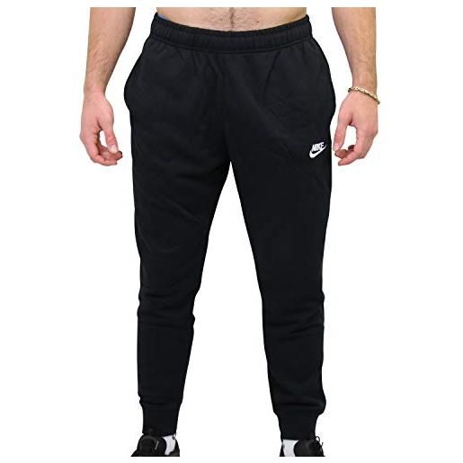 Nike sportswear club fleece, pantalone sportivo uomo, black/white, s
