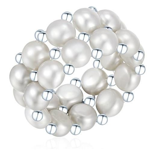 Valero Pearls anello da donna in argento sterling 925 con rodio con perle coltivate d'acqua dolce argento 60840023
