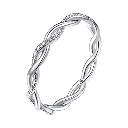 Bestyle anelli donna in argento 925 anello intrecciati in argento a fascia anelli argento fedine 2,8mm misura 17