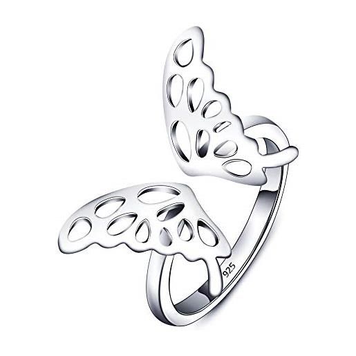 24 joyas - anello regolabile a forma di ali di farfalla, in argento, da donna, ideale come regalo romantico