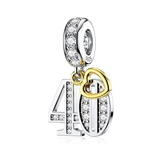 DALARAN 40th happy birthday charm argento 40 numero bracciale charms per mamma moglie gioielli regali