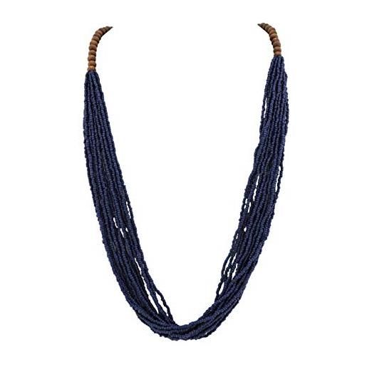 Bocar collana lunga in rilievo fatta a mano a lunga fila con confezione regalo (nk-10407=navy blue)