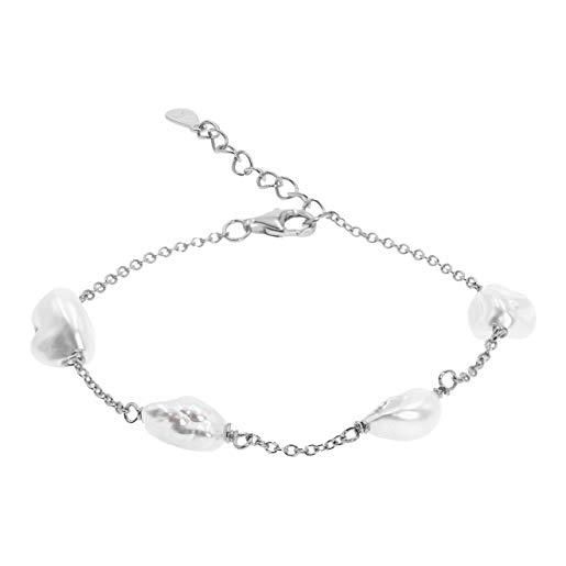 Bracciale Di Perle Barocche: 4 File Di Perle D'acqua Dolce Bianche (7-8 Mm) - Italia - Foto 3