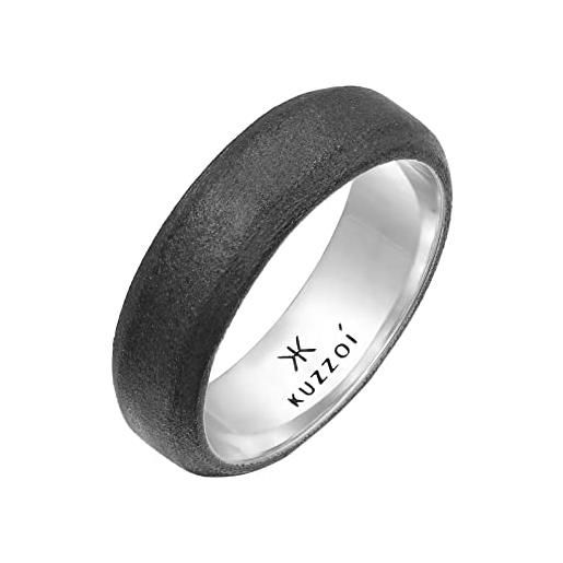 Kuzzoi anello da uomo (7 mm) massiccio, realizzato a mano, in argento sterling 925, fede nuziale, anello di fidanzamento, anello dell'amicizia, unisex, da uomo, ossidato, 