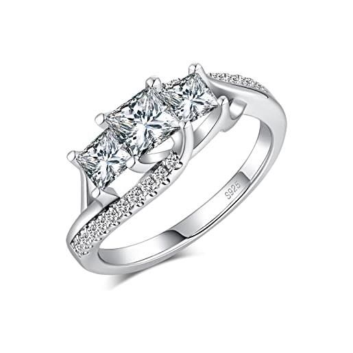 jiamiaoi 18 carati oro bianco placcato anello donna argento 925, fedine fidanzamento coppia, anello solitario anniversario matrimonio (c-quadrato, 59(18.80))