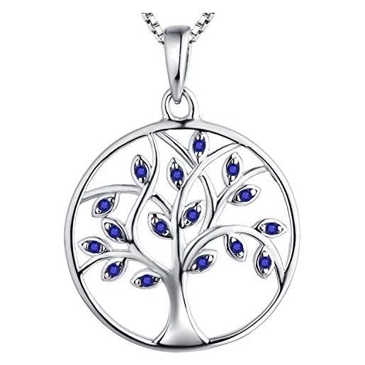 YL collana albero della vita collana con ciondolo albero genealogico in argento 925 per donna (blu spinello)