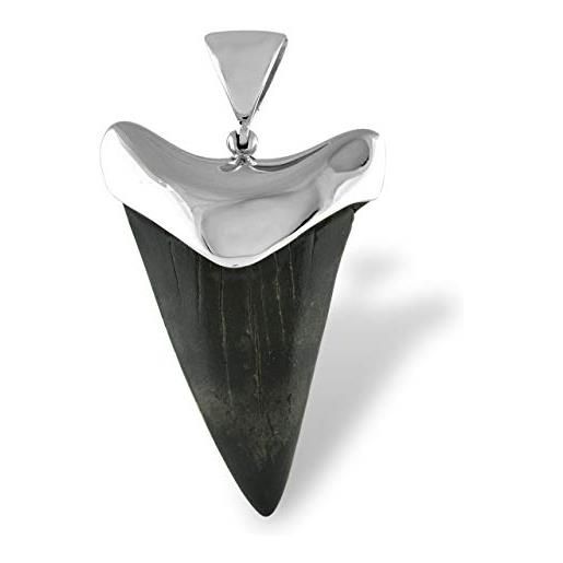 Starborn pendente in vero argento sterling 925 con dente di squalo fossile