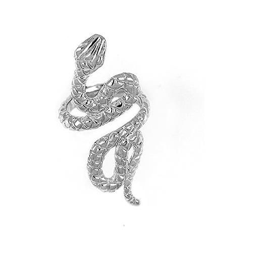 VITAE GIOIELLI anello serpente in argento sterling 925 aperto e con misura regolabile ideale per regalo donna e ragazza placcatura oro e argento