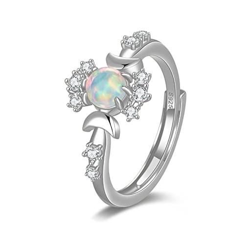 PHNIBIRD anelli donna argento 925 anello regolabile anallergico opale anelli fantasy ed elegante idee regalo donna