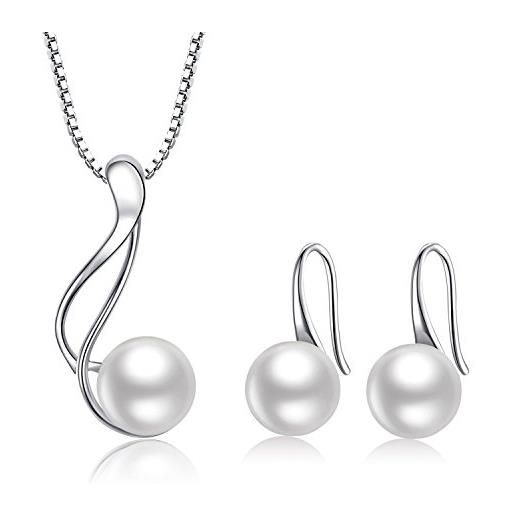 F.INFINITY set collana e orecchini in argento sterling 925, regalo per donne e argento, colore: bianco, cod. Schmuckset-silber-001