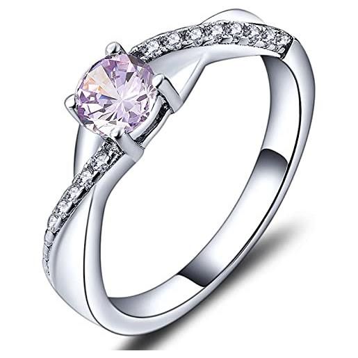 YL anello di fidanzamento argento 925 con giugno pietra portafortuna alessandrite anello solitario criss attraverso infinito anello nuziale per donna sposa(taglia 22)