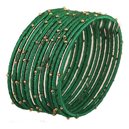 Touchstone collezione di bangle di filo di seta artigianale filo di seta sintetica sbalorditiva perline braccialetto bracciali gioielli di design per donna 2.25 verde