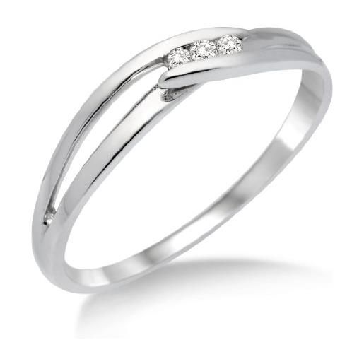 Miore anello donna trilogy diamanti taglio brillante ct 0.07 oro bianco 9 kt / 375