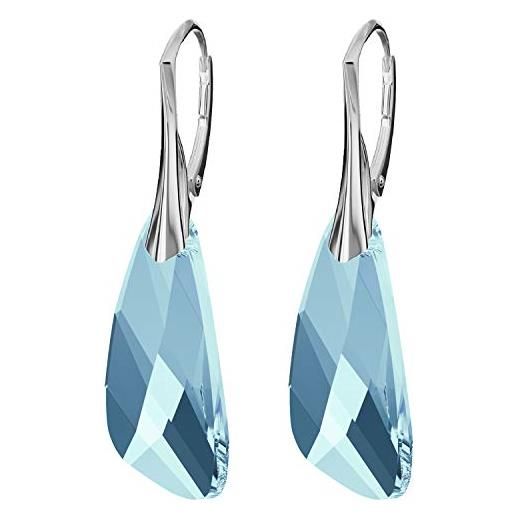PANDA LUXURY JEWELLERY orecchini donna argento 925 - molti colori - orecchini pendenti con cristalli - gioielli donna unici - gioielli con cristalli - orecchini con scatola regalo (aquamarine)