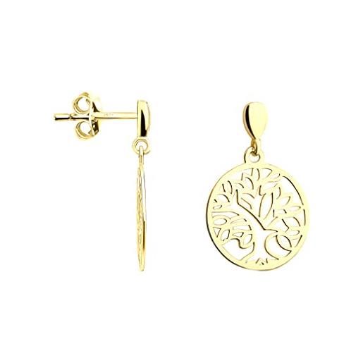 Sofia milani - orecchini donna argento 925 - placcati in oro - orecchini a perno albero della vita - 21083